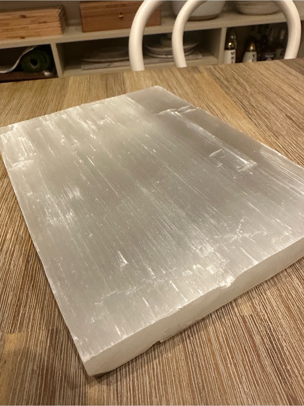 Large Raw Selenite Charging Plate Slab (approx. 9.5" x 6.5" x 1")